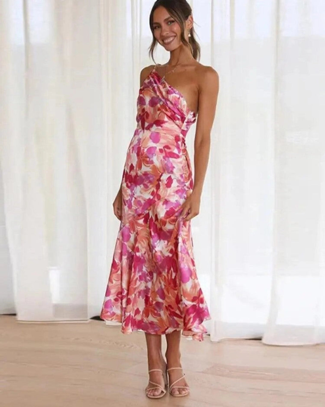 Hailey | Women’s Summer Maxi Dress with Asymmetrical Cut and Floral Pattern