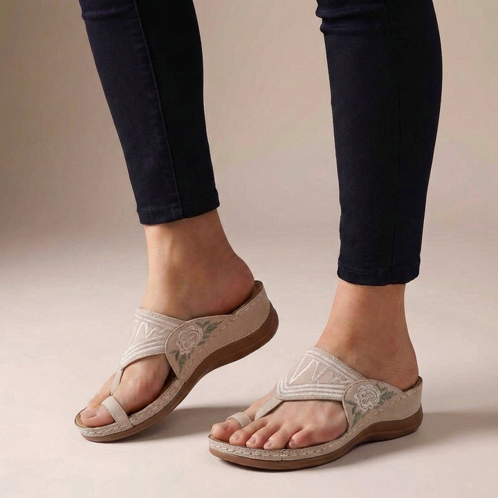 Michelle | Women's Orthopedic Floral Embroidered Wedge Sandals