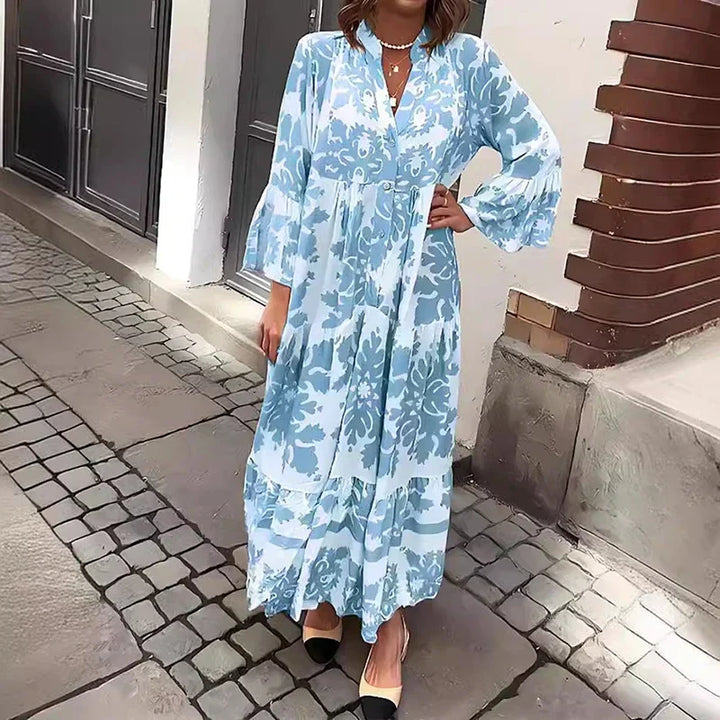 Kate | Women's Boho Printed Long Sleeve Midi Dress