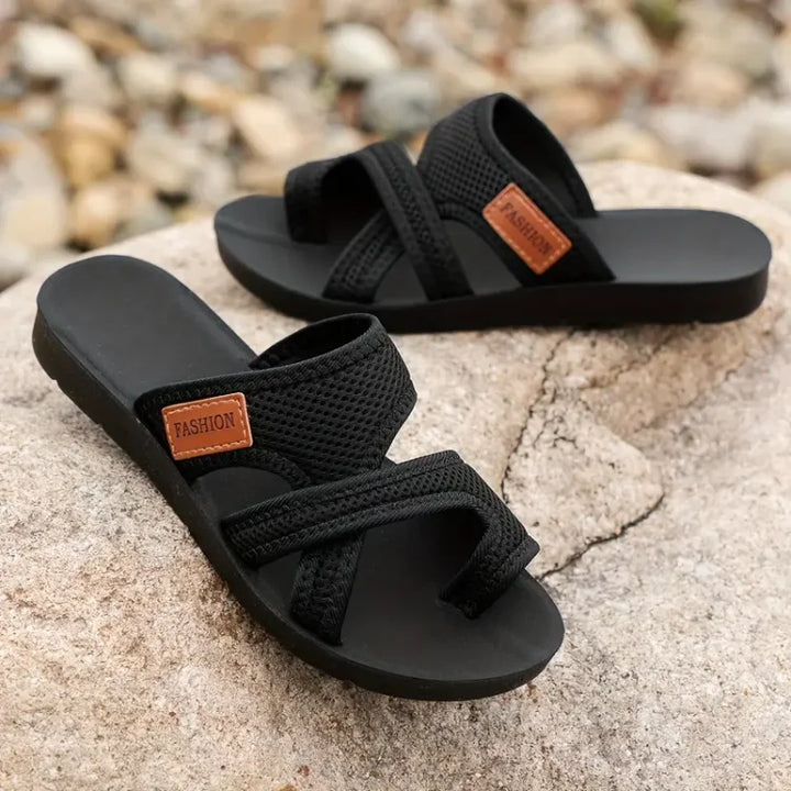 Dakota | Womens Slip On Flat Strap Sandals