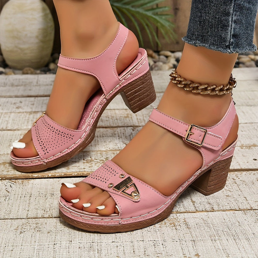 Cross-Strap Sandals Block Heel Platform Cushioned
