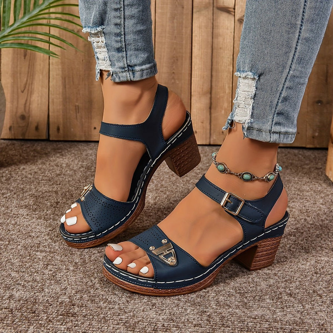 Cross-Strap Sandals Block Heel Platform Cushioned