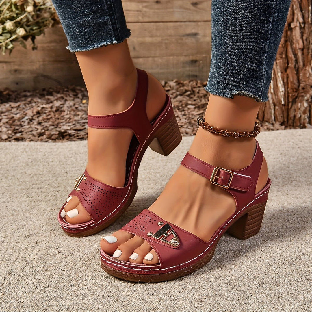 Cross-Strap Sandals Block Heel Platform Cushioned