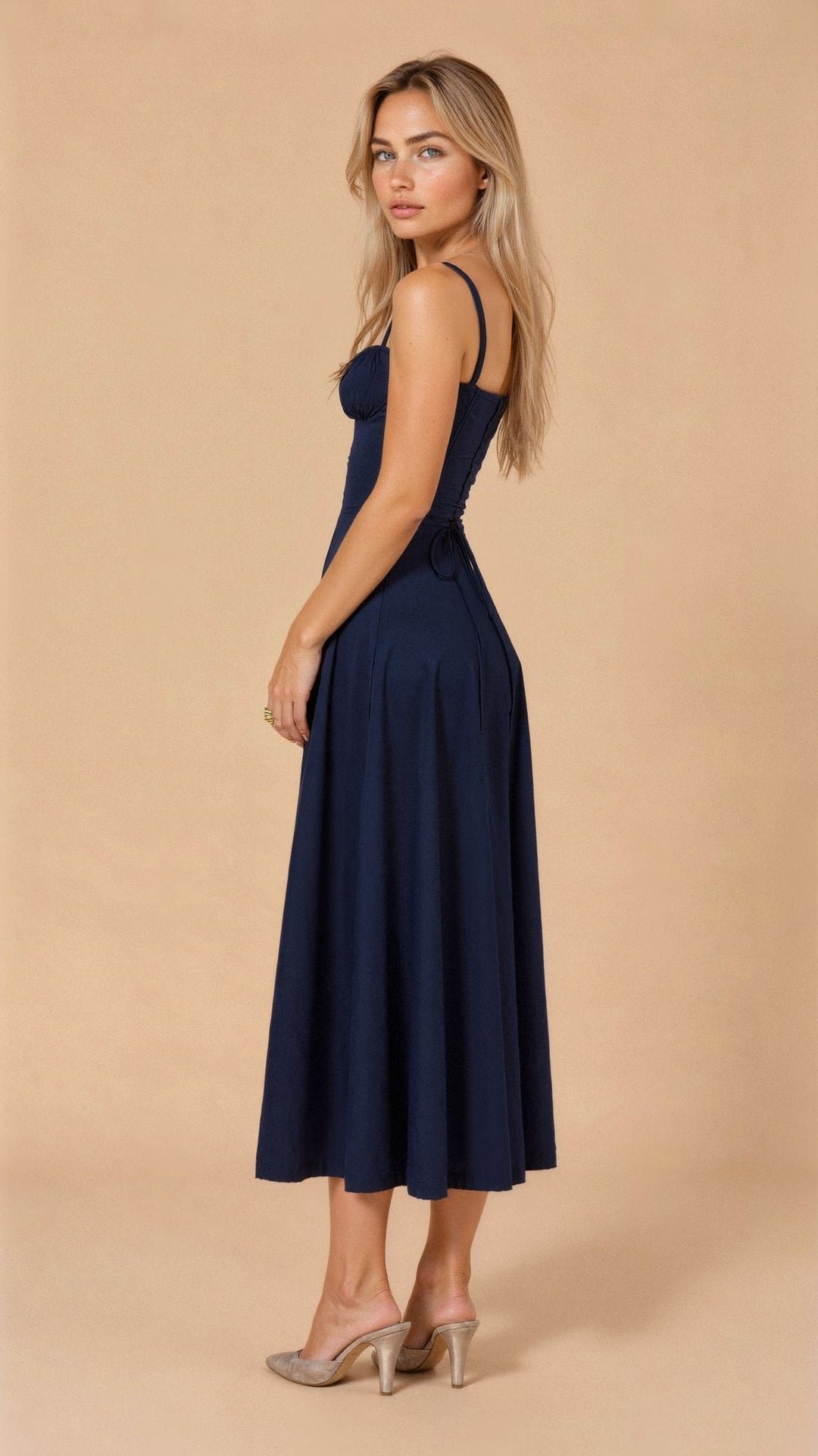 Floral Corset Midi Dress Sweetheart Neckline