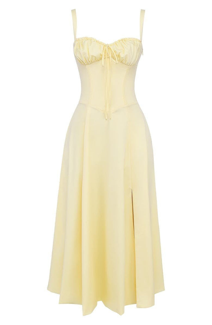 Floral Corset Midi Dress Sweetheart Neckline