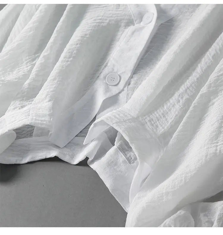 Linen Blouse V-Neck Batwing Sleeves Loose Fit Summer