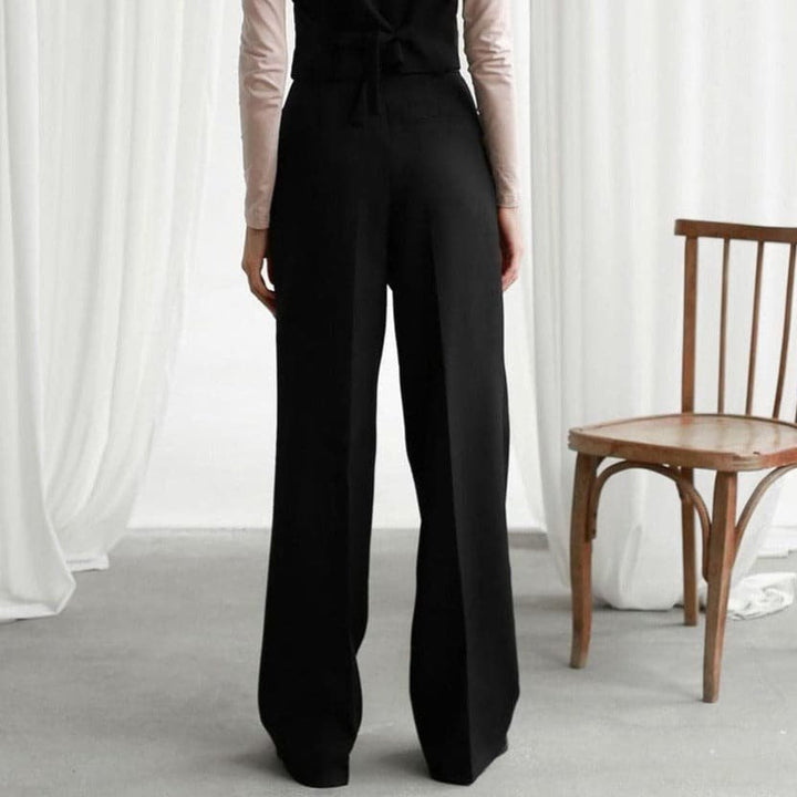 Linen Wide-Leg Pants High-Waisted Pleated Elegant