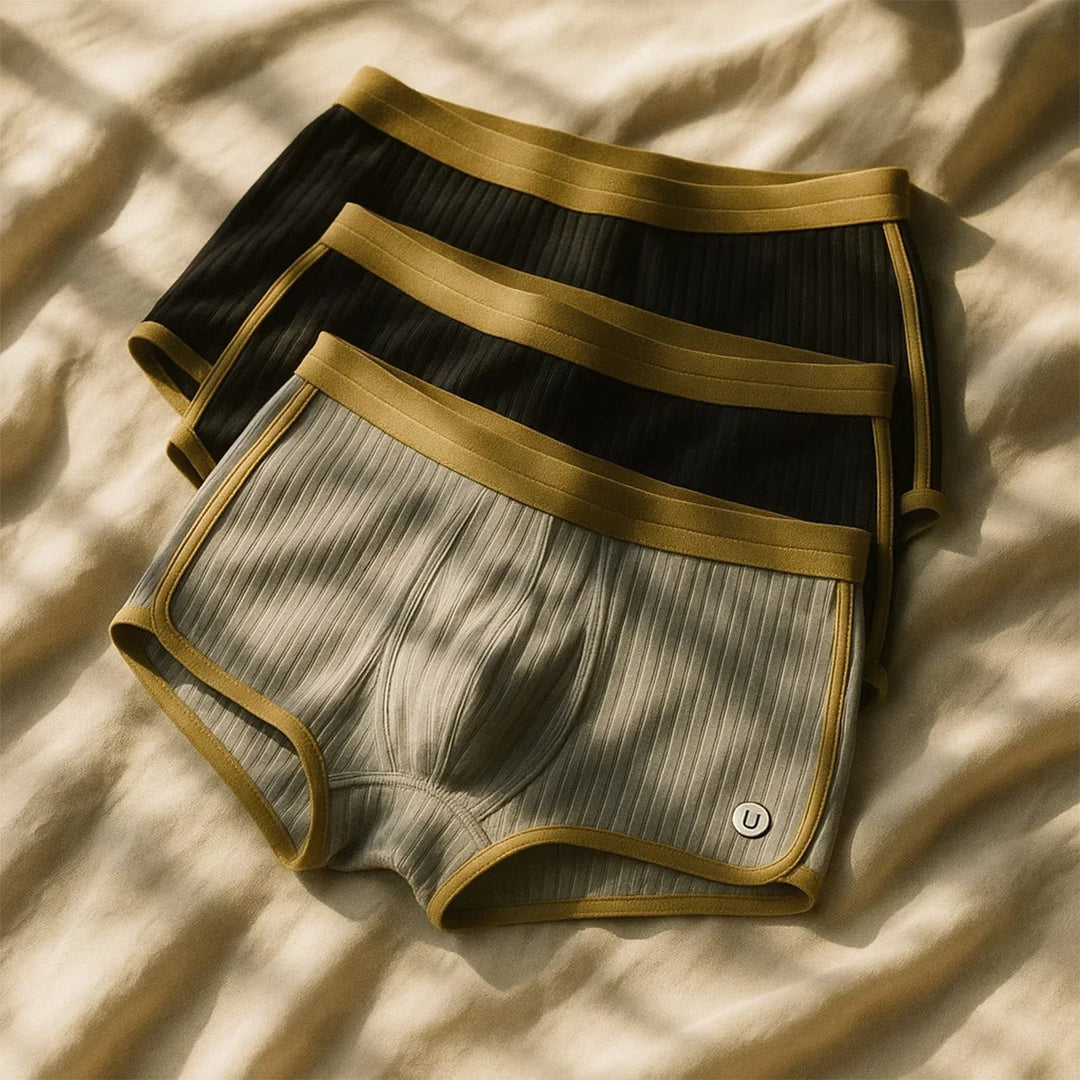 Men's Boxer Briefs Cotton Ribbed Comfort Fit Breathable