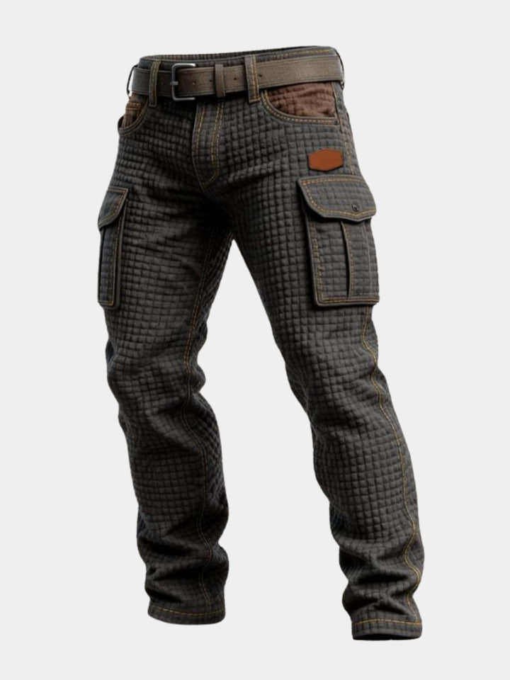 Men's Cargo Pants Slim Fit Quilted Texture Side Pockets