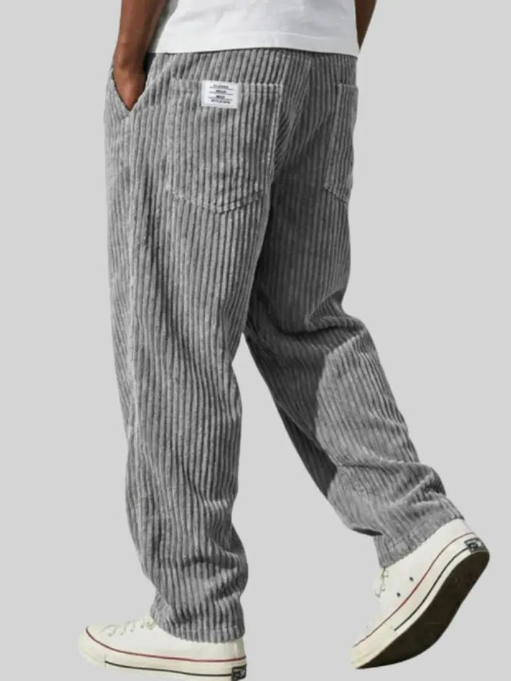 Men's Corduroy Pants Relaxed Fit Drawstring Waist - Grau