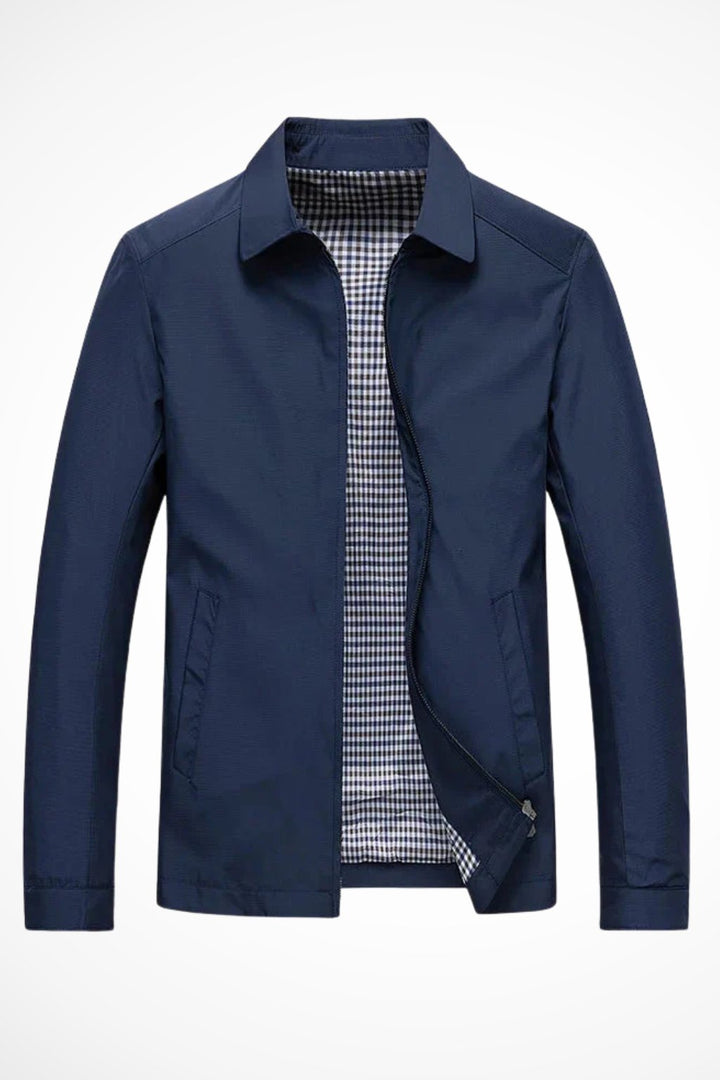 Men's Harrington Jacket Zip Front Check Lining