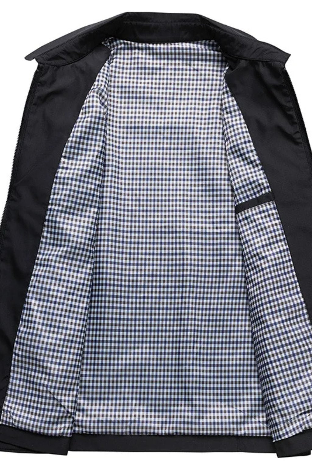 Men's Harrington Jacket Zip Front Check Lining