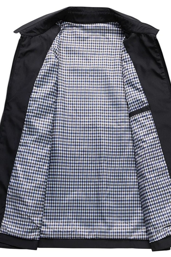 Men's Harrington Jacket Zip Front Check Lining