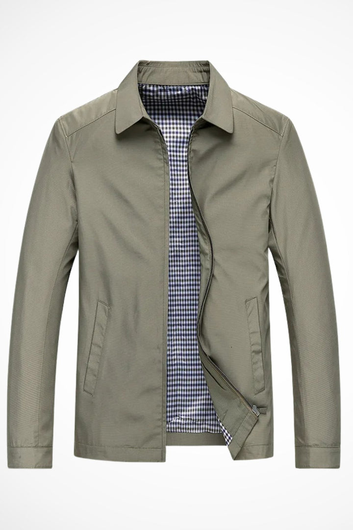 Men's Harrington Jacket Zip Front Check Lining