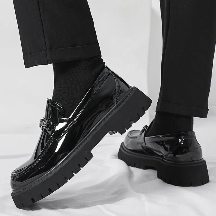 Men's Leather Loafers Business Dress Shoes Platform Sole