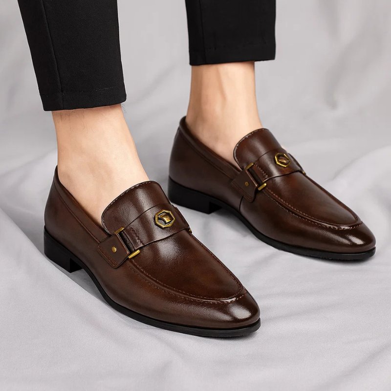 Men's Leather Loafers Slip-On Italian Dress Shoes
