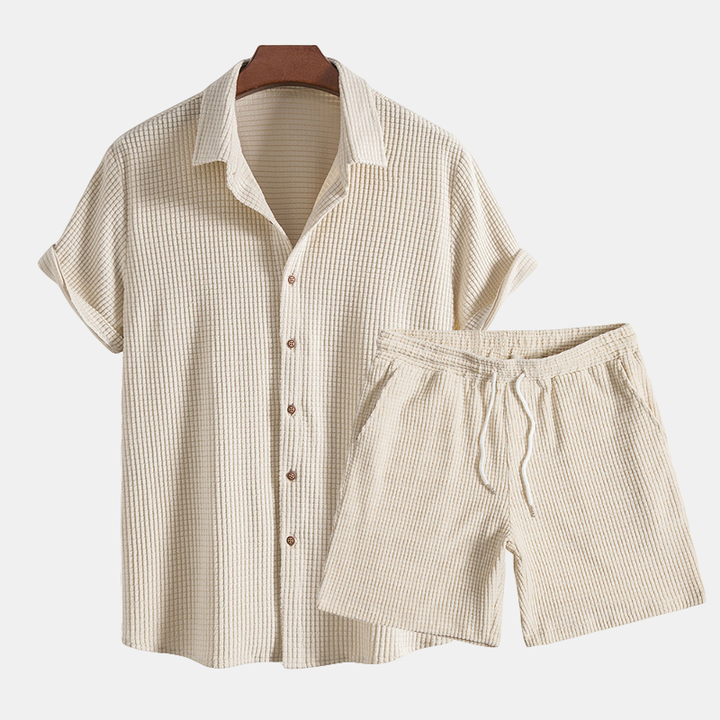 Leo | Men's Two Piece Casual Shirt Shorts Set