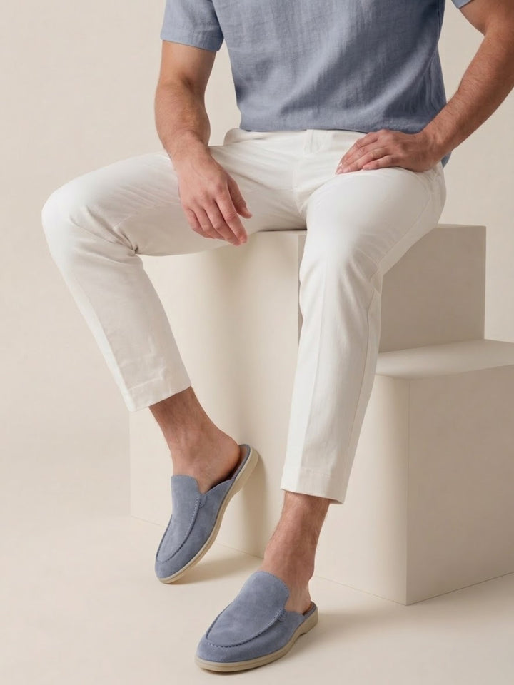 Men's Slip-On Mules Open Heel Stitched Detail Casual