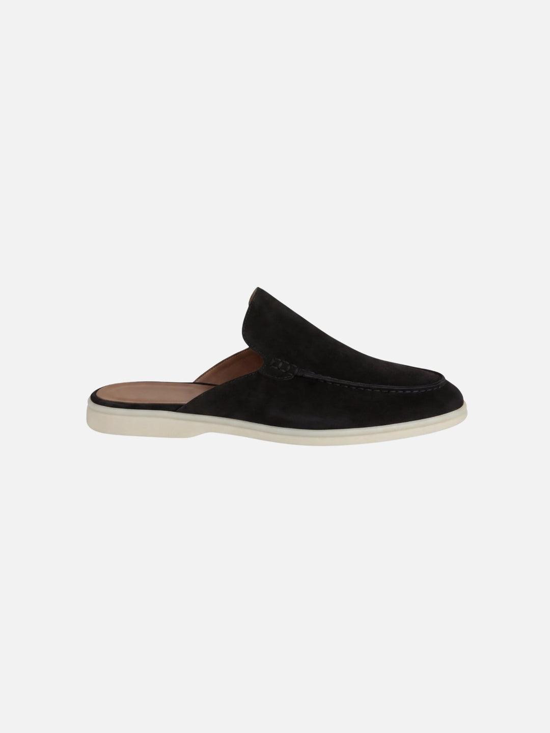 Men's Slip-On Mules Open Heel Stitched Detail Casual - Black