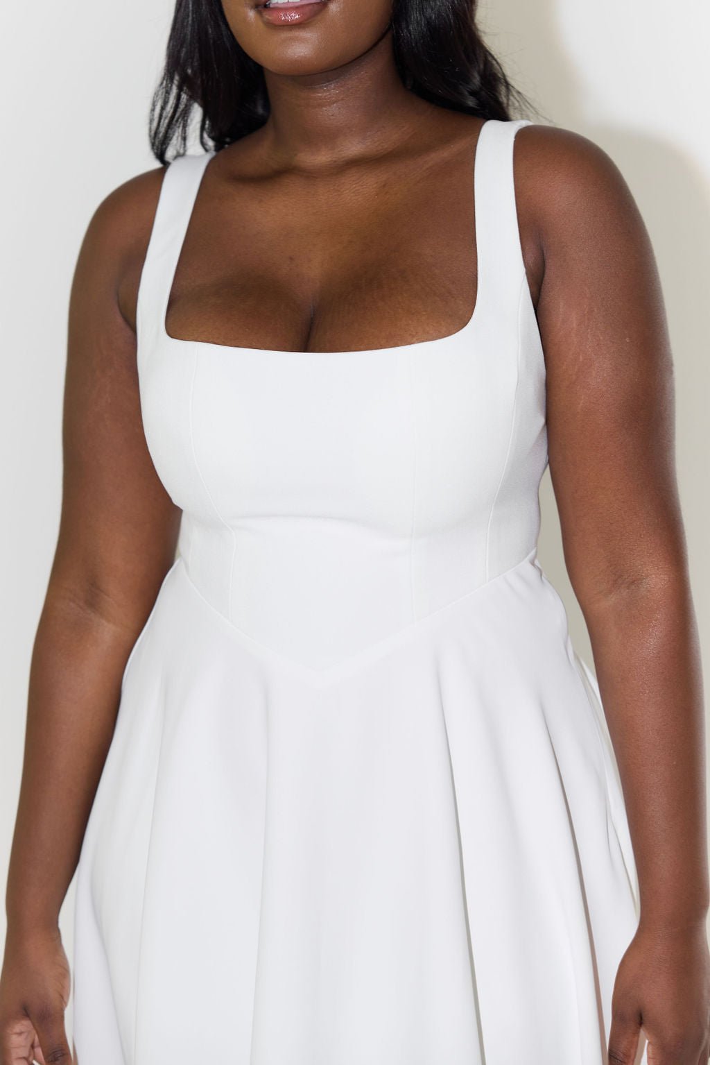 Midi Dress Square Neckline A-Line Sleeveless