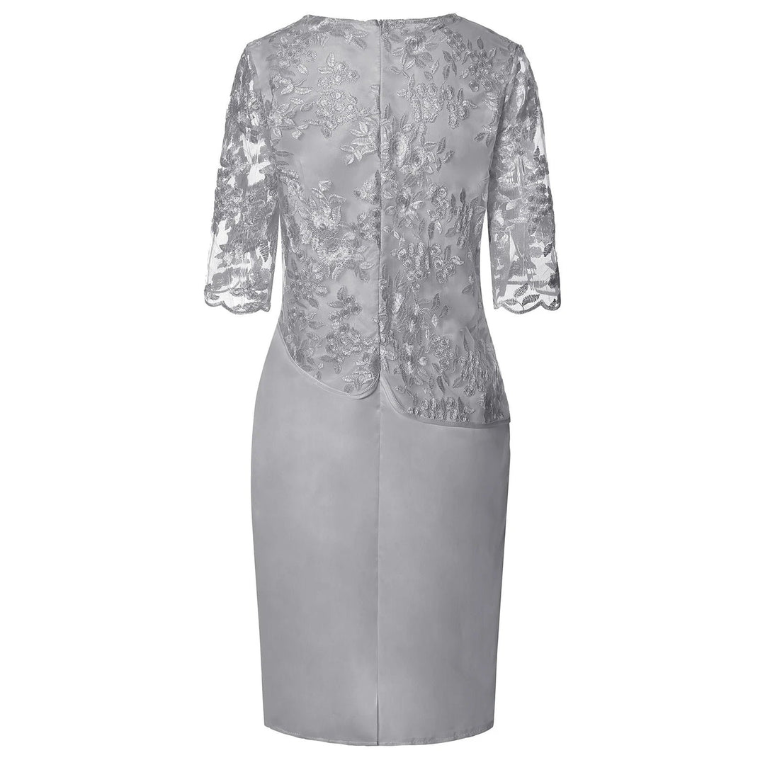 Plus Size Lace Midi Dress Floral Embroidered Formal