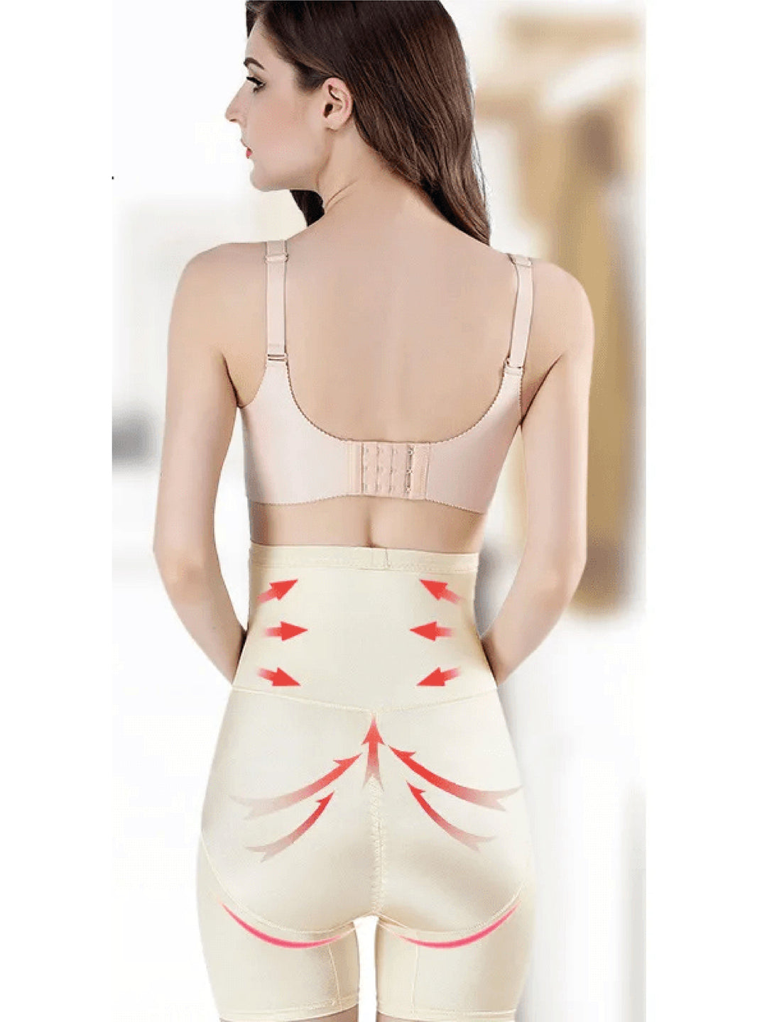 Plus Size Shapewear High Waist Shorts Thigh Length - Pink