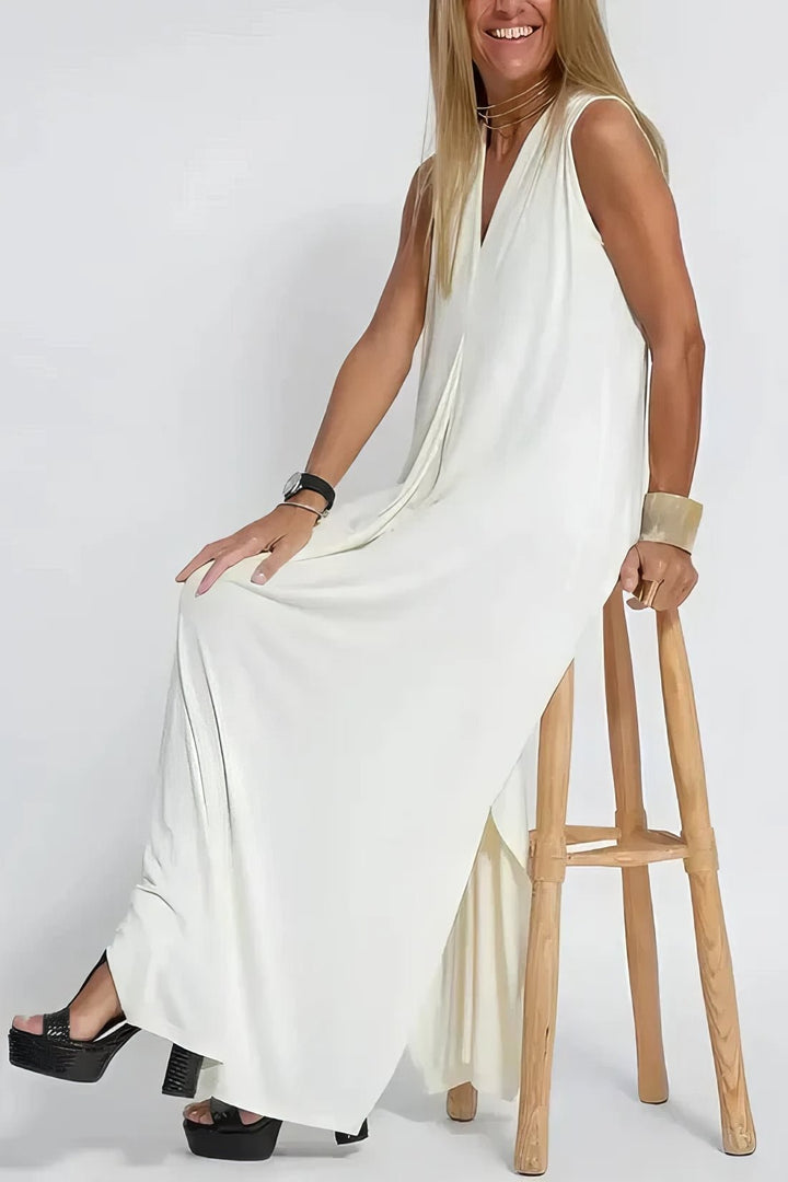 Plus Size Sleeveless Maxi Dress V-Neck Casual Elegant
