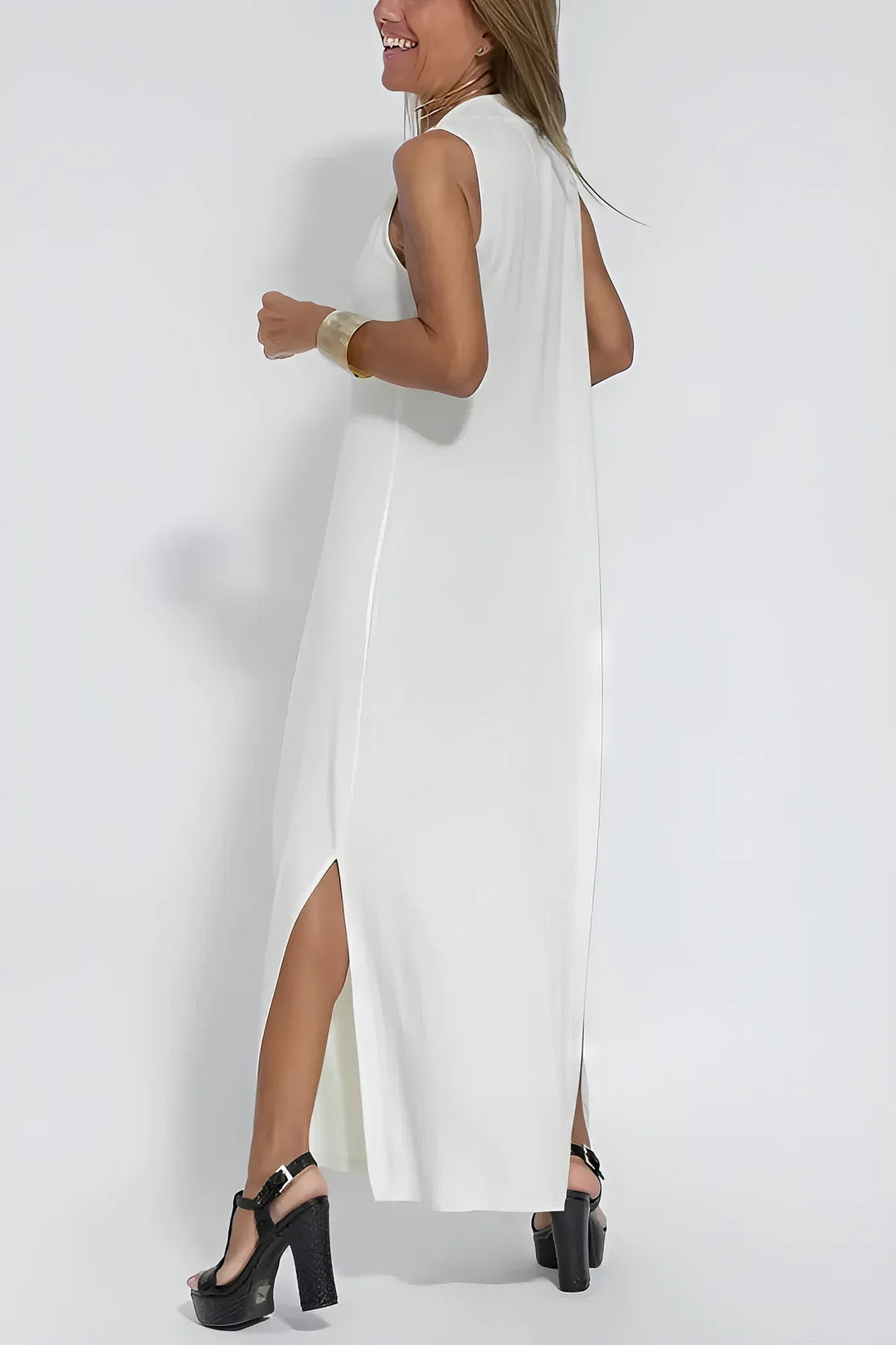 Plus Size Sleeveless Maxi Dress V-Neck Casual Elegant