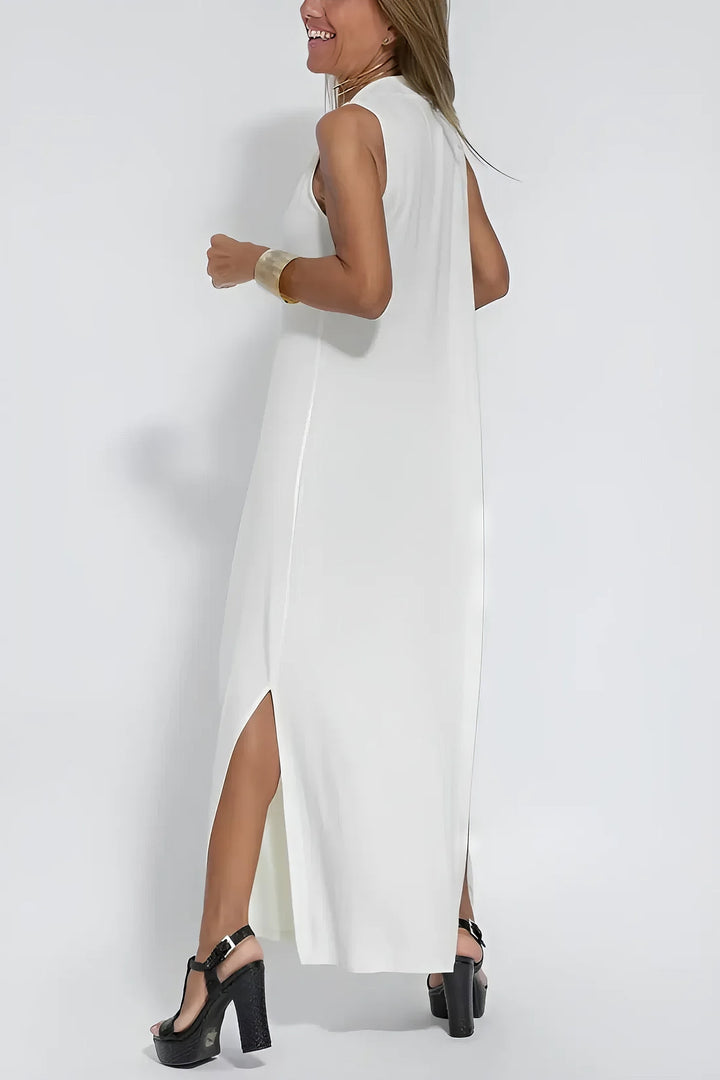 Plus Size Sleeveless Maxi Dress V-Neck Casual Elegant
