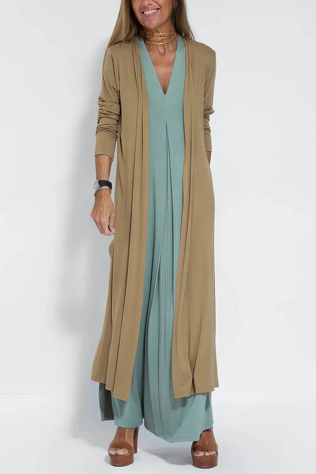 Plus Size Sleeveless Maxi Dress V-Neck Casual Elegant