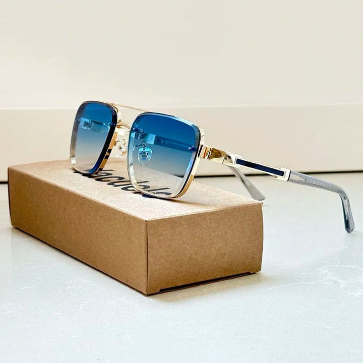 Sunglasses Retro Aviator Gold Titanium Frame Gradient