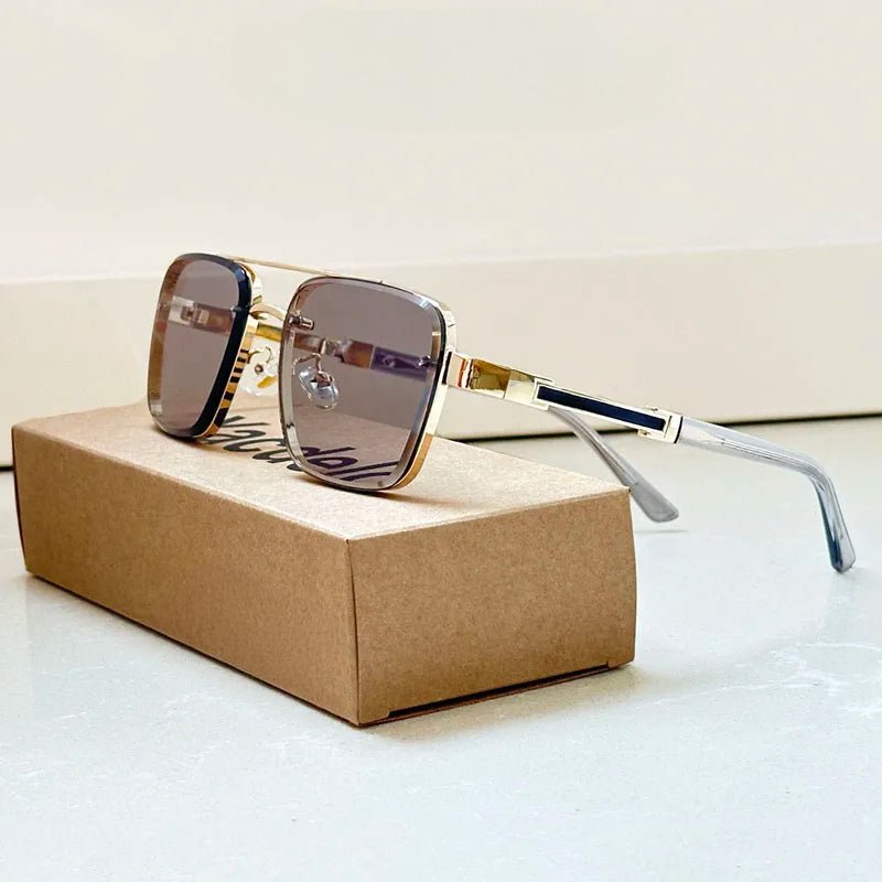 Sunglasses Retro Aviator Gold Titanium Frame Gradient