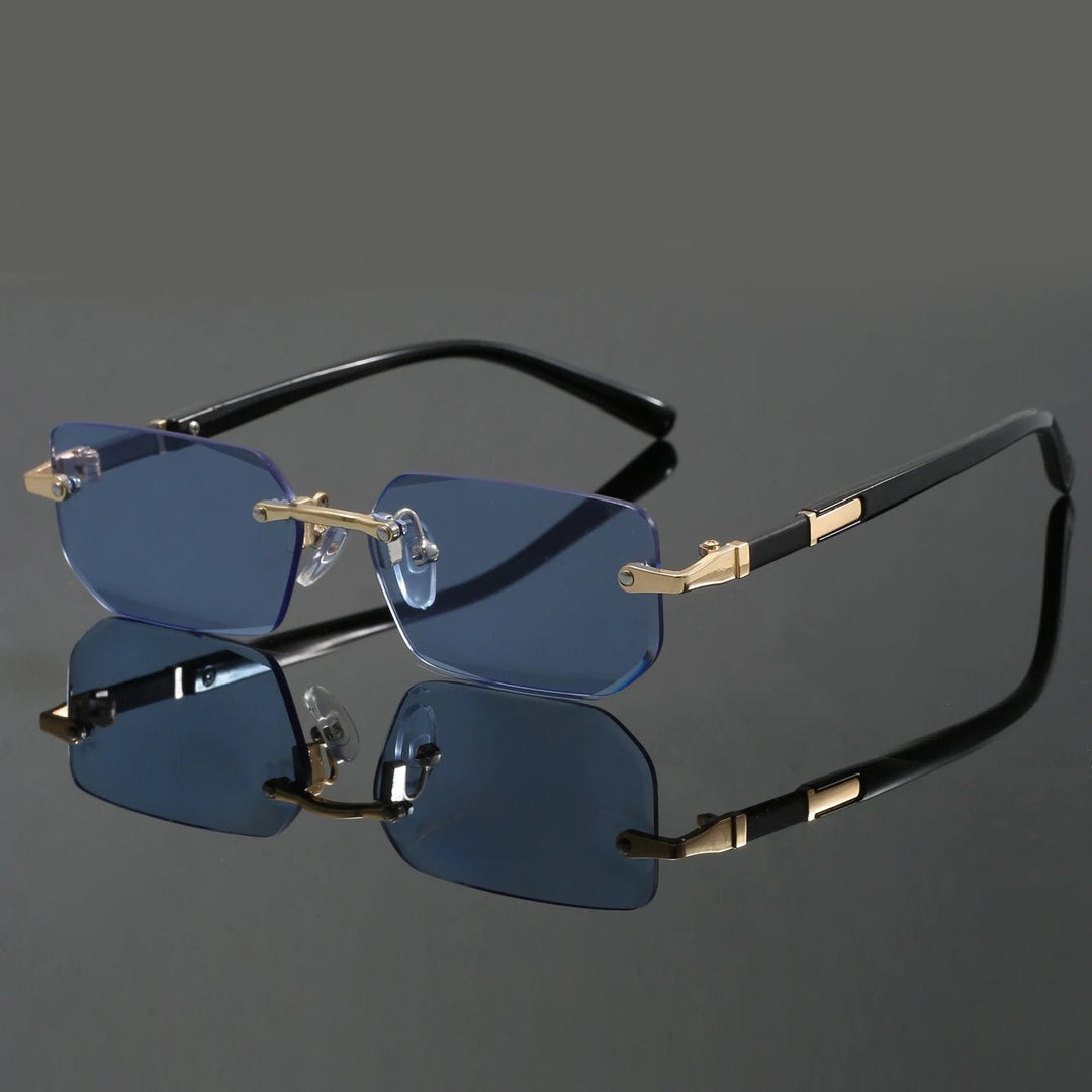 Sunglasses Rimless Cut Edge UV400 Protection Lightweight - Blue