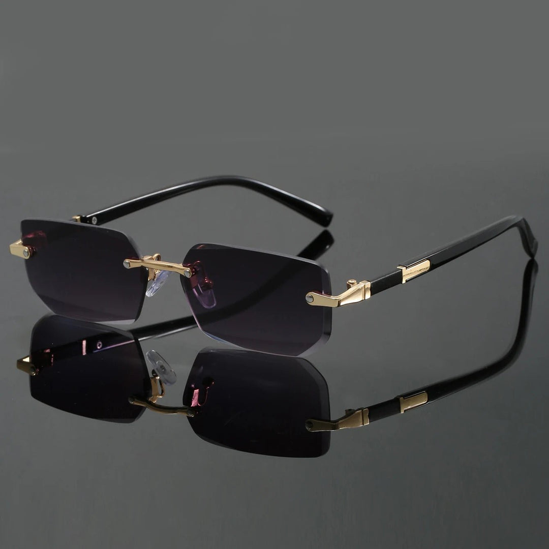 Sunglasses Rimless Cut Edge UV400 Protection Lightweight - Gray