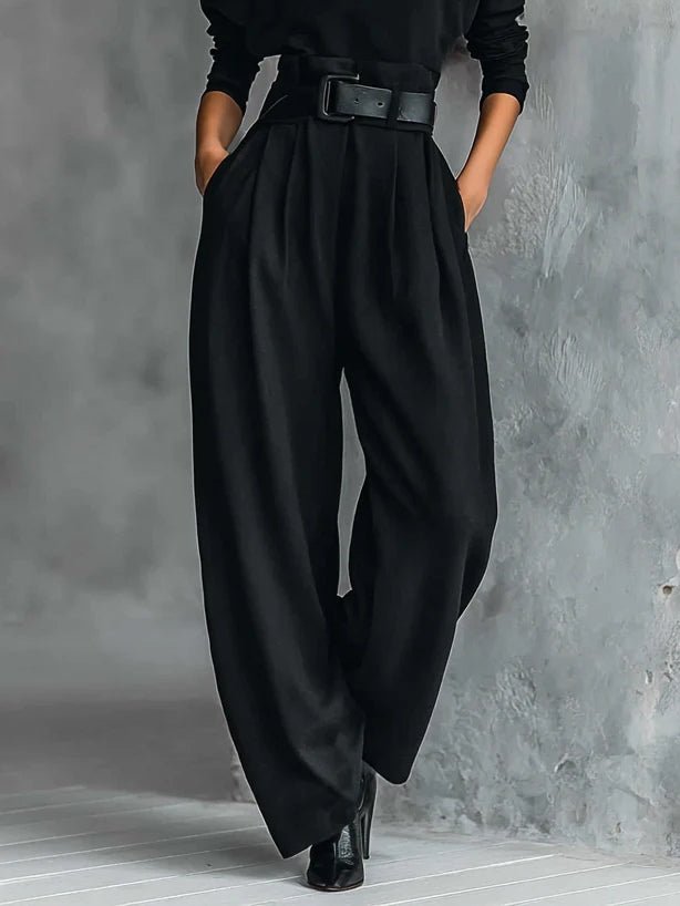 Turtleneck Jumpsuit Set Long Sleeve High Waist Belt