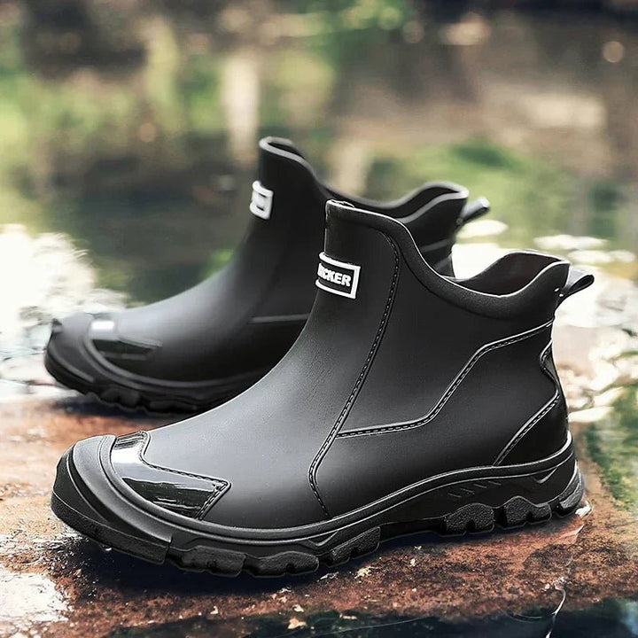 Waterproof Boots Ankle Rain Chelsea Slip-On Outdoor - Black