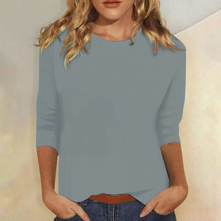 Women's Crew Neck 3/4 Sleeve Top Regular Fit - Blue