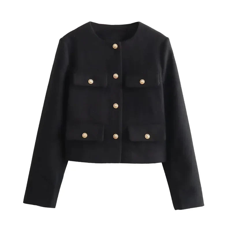 Brooklyn | Women's Cropped Button Front Bomber Jacket