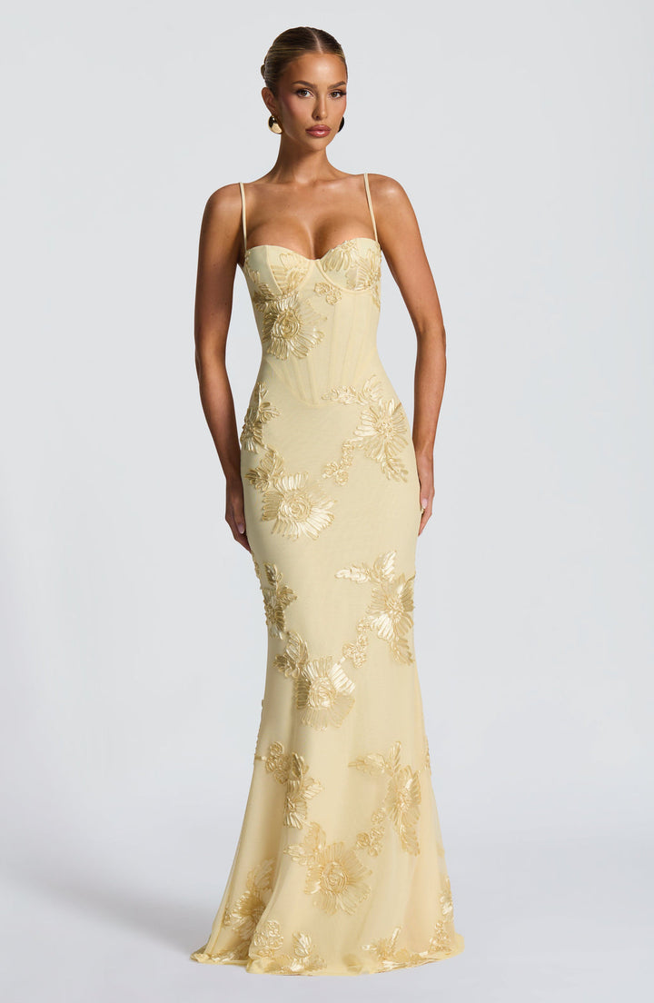 Audrey | Women's Floral Embroidered Maxi Wedding Guest Dress