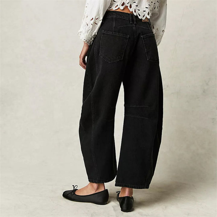 Women's Mid-Rise Heavyweight Denim Cropped Barrel Leg Jeans