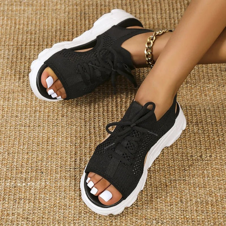 Women's Orthopedic Platform Sandals Lace-Up Knit