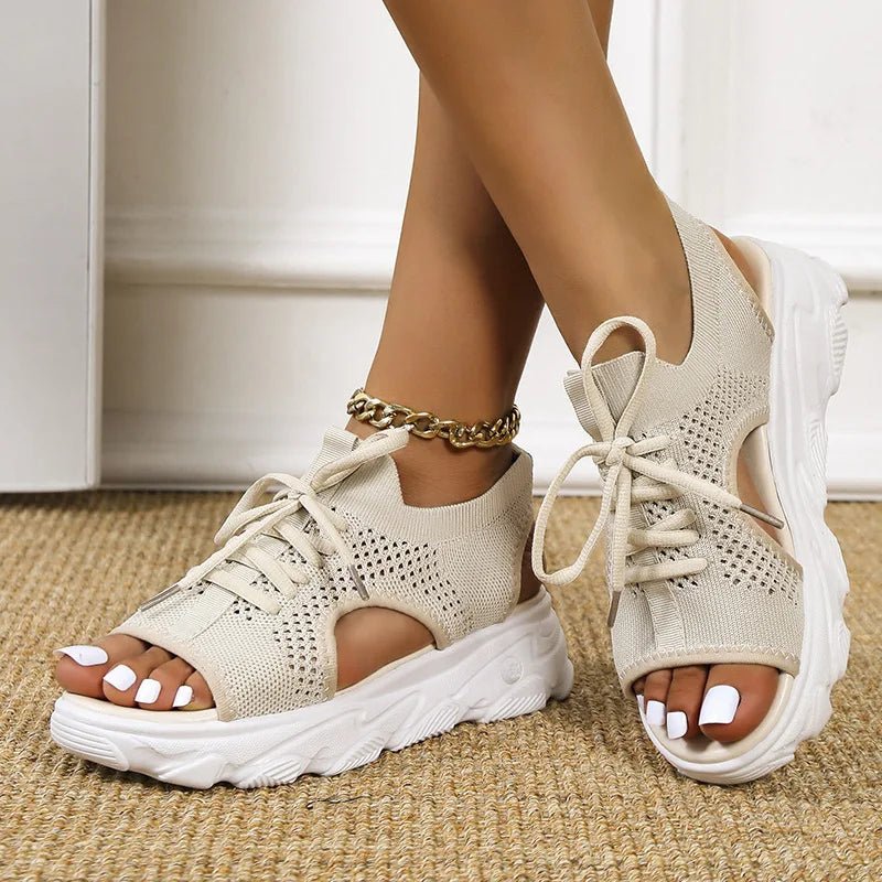 Women's Orthopedic Platform Sandals Lace-Up Knit
