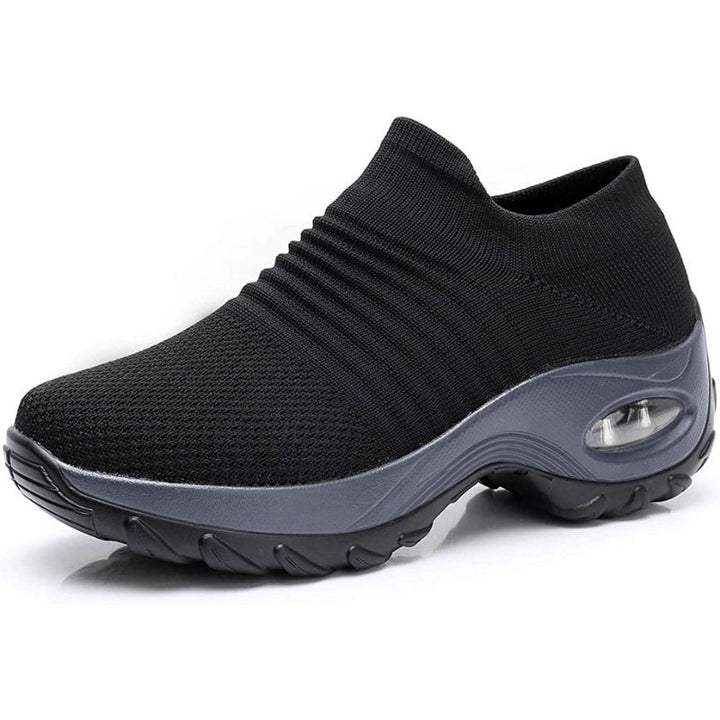 Women's Orthopedic Slip-On Sneakers Air Cushion - Black (Gray Sole)