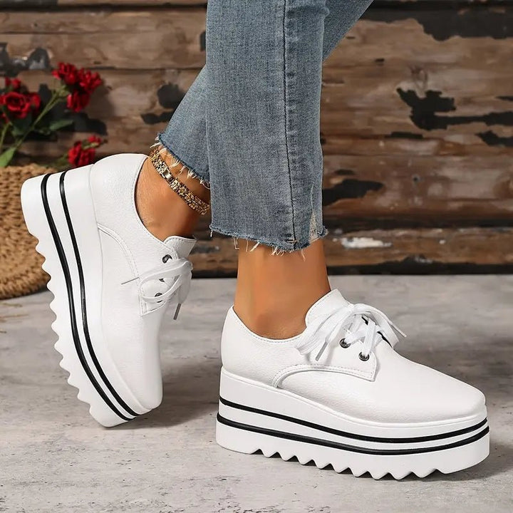 Women's Platform Oxford Shoes Lace Up Wedge Sneakers