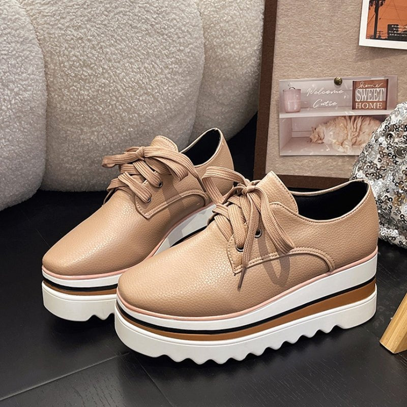 Women's Platform Oxford Shoes Lace Up Wedge Sneakers