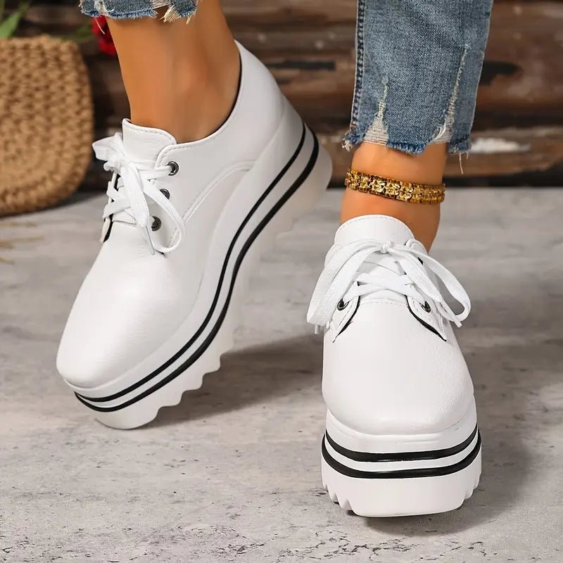 Women's Platform Oxford Shoes Lace Up Wedge Sneakers