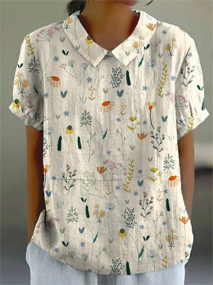 Women's Polo Shirt Floral Print Short Sleeve Collar