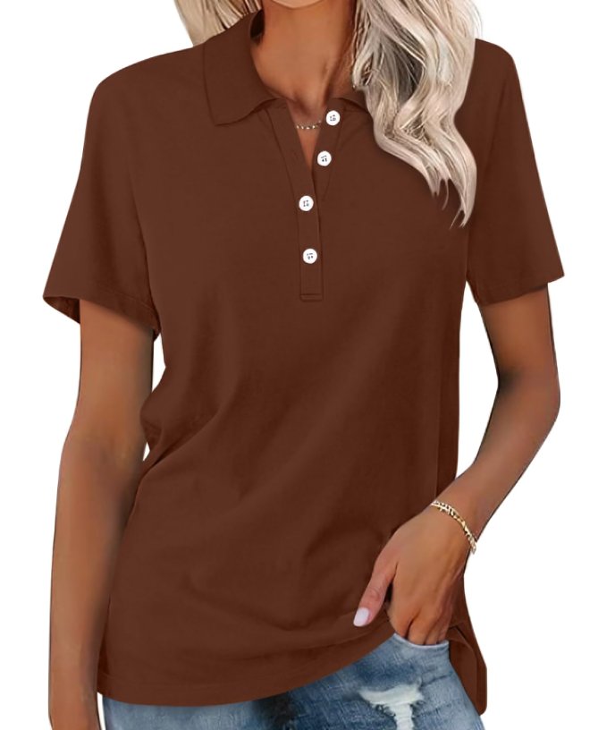 Women's Polo Shirt Short Sleeve Cotton Blend Classic Fit