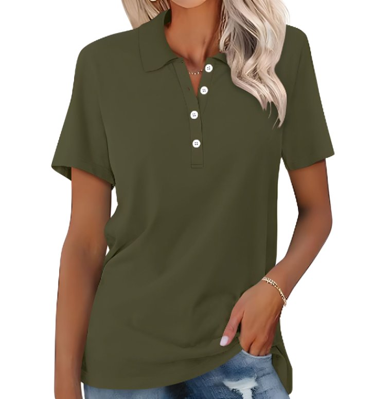 Women's Polo Shirt Short Sleeve Cotton Blend Classic Fit