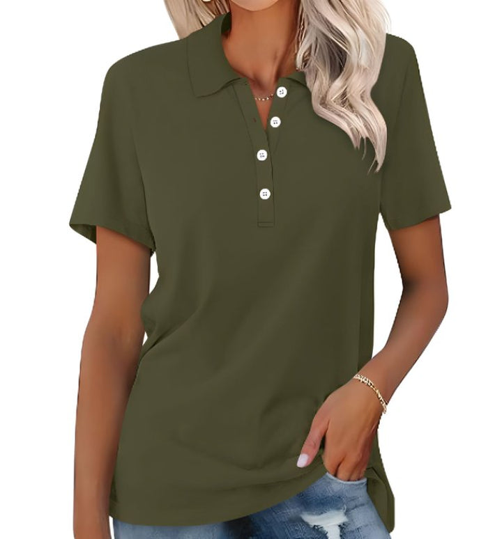 Women's Polo Shirt Short Sleeve Cotton Blend Classic Fit